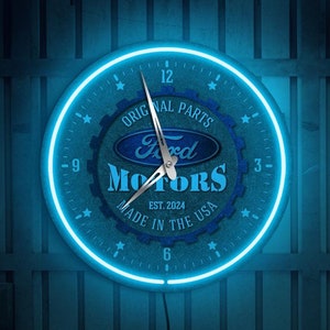 Garage wall clock ford, Ford neon clock,Ford neon light,Ford wall clock genuine parts,Ford light up sign,Man cave wall clock,Ford motor sign
