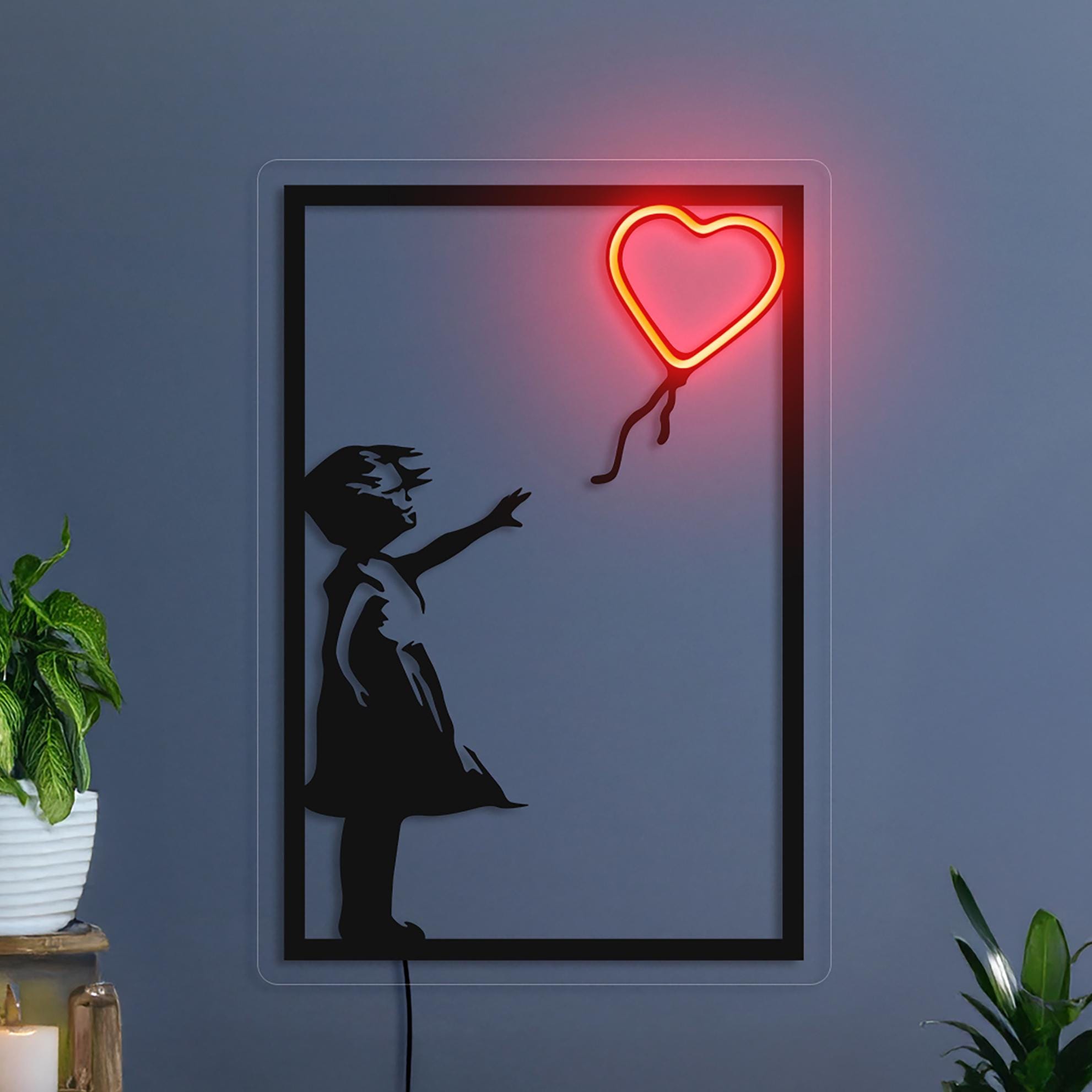 Girl with Balloon neon sign, Banksy neon sign, Graffiti neon sign, Banksy Balloon Girl sign, Balloon Girl decor, Banksy graffiti art decor