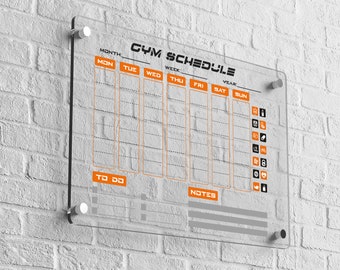 Gym schedule, Acrylic fitness planner, Daily tracker, Weekly tracker, Acrylic planner, Workout whiteboard, Acrylic dry erase board