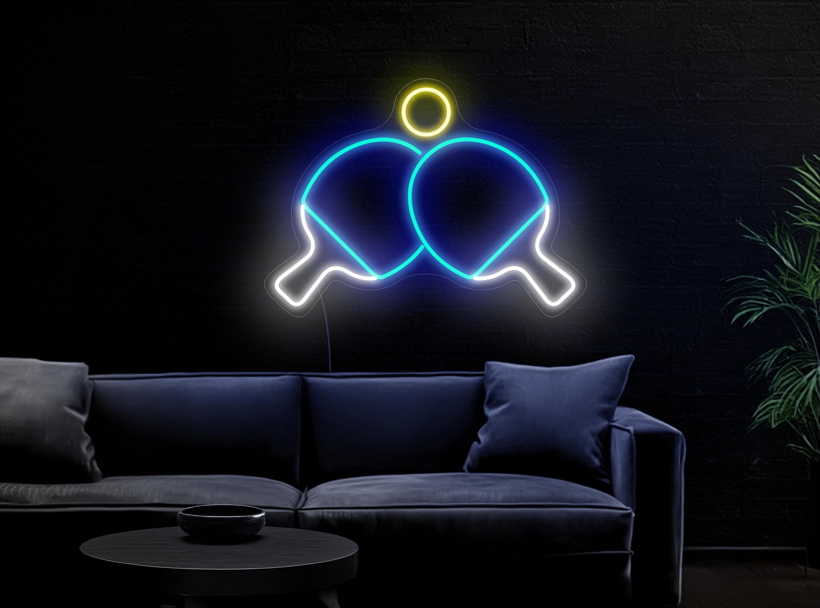 Pingpong-neonbord, tafeltennis-neonbord, racket-neonbord, tafeltenniscadeau, tafeltenniscadeau, tafeltenniswanddecor, tafeltennistafel decor