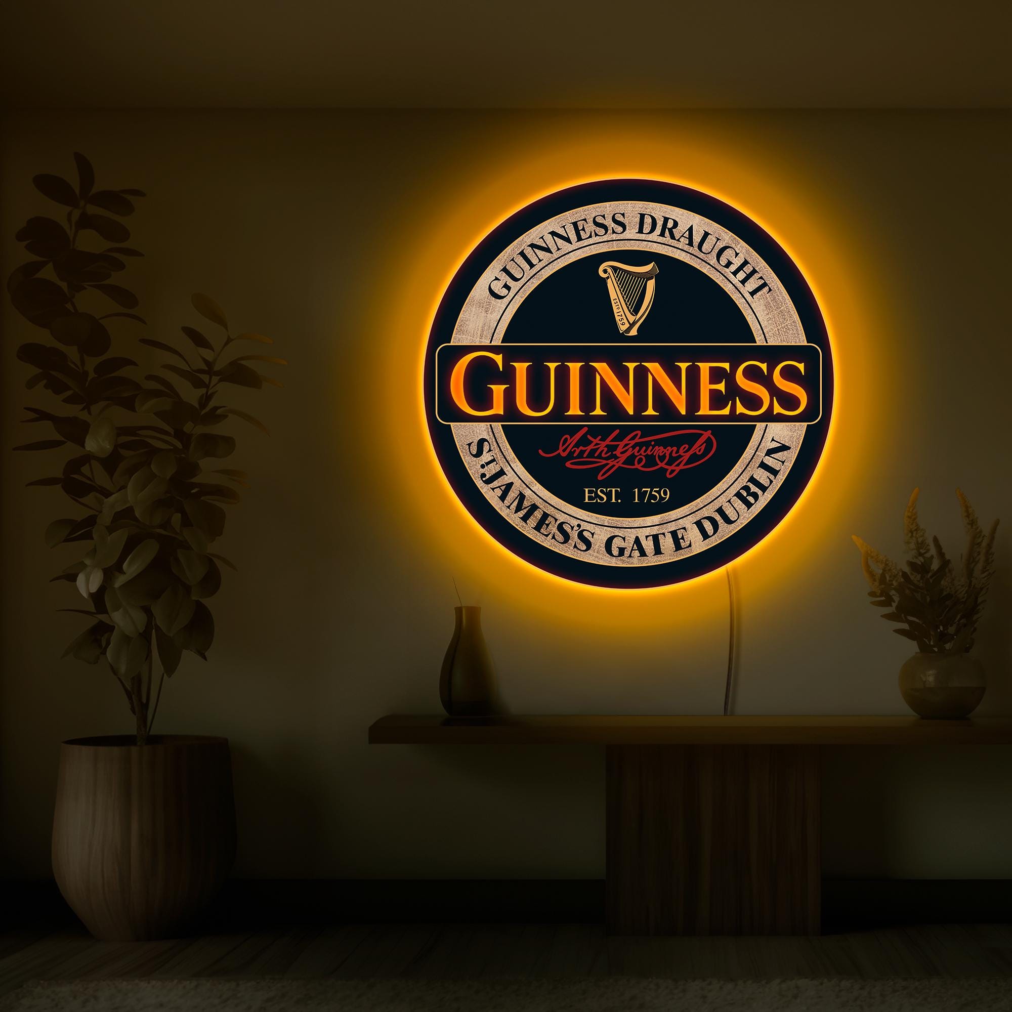 ギネスビール LED、ギネスネオンサイン、ギネスロゴ装飾、ギネス