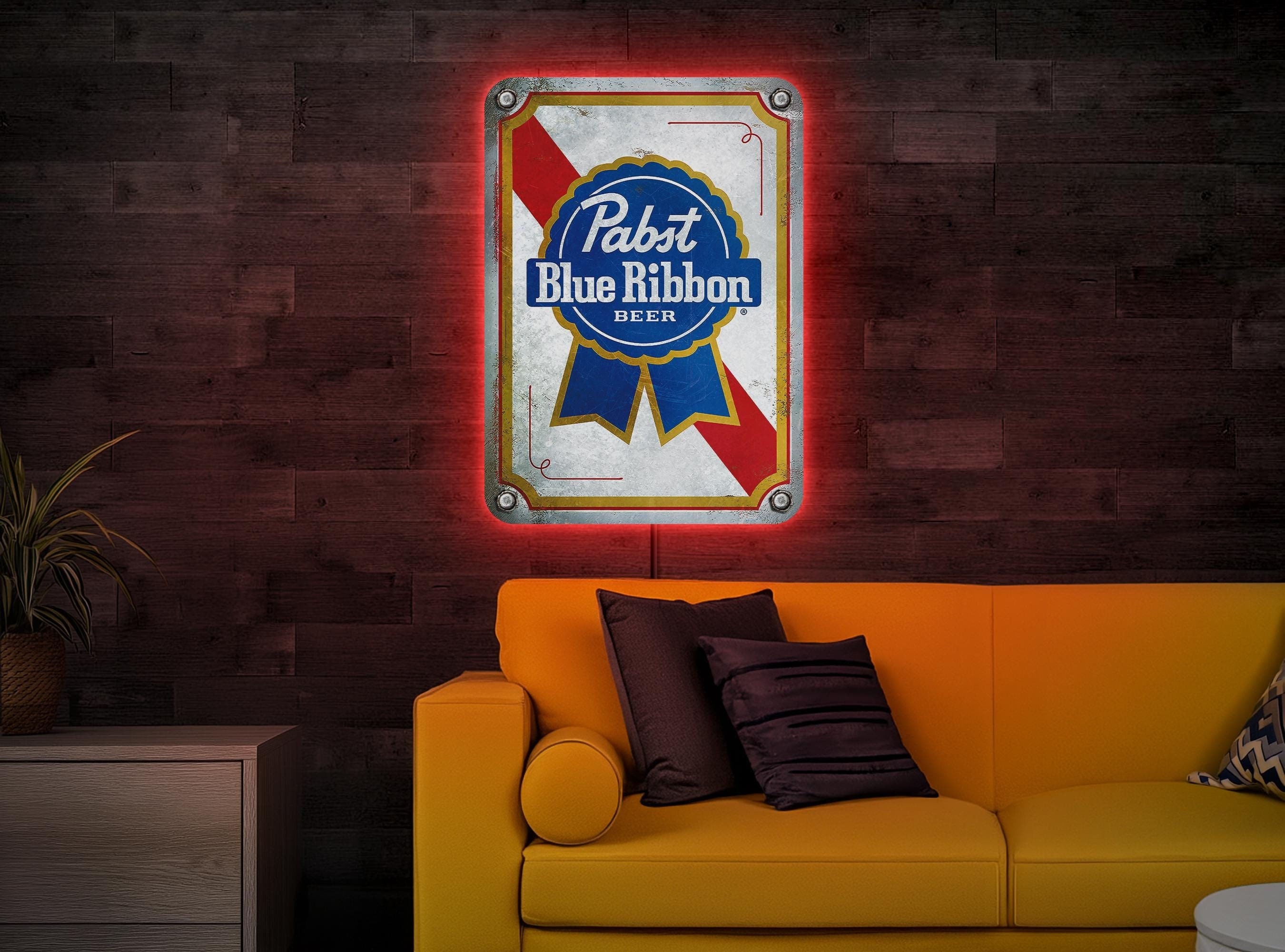 Pabst Blue Ribbon Led Sign, Pabst Blue Ribbon Logo, Beer Neon Sign