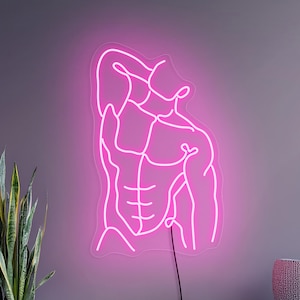 Male body neon sign, Man body wall art, Masculine man led sign, Athletic neon sign, GYM neon sign, Gay neon sign decor, Man body wall decor