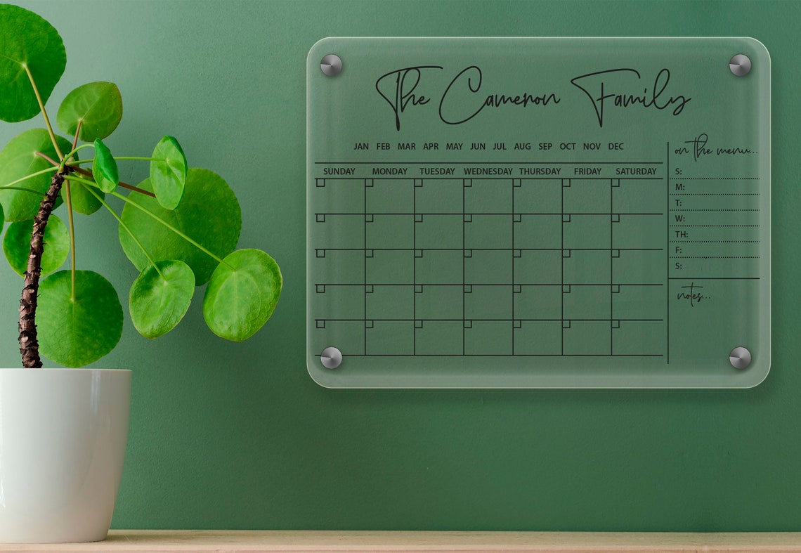 Personalized Acrylic Calendar Dry Erase Calendar for Wall Etsy