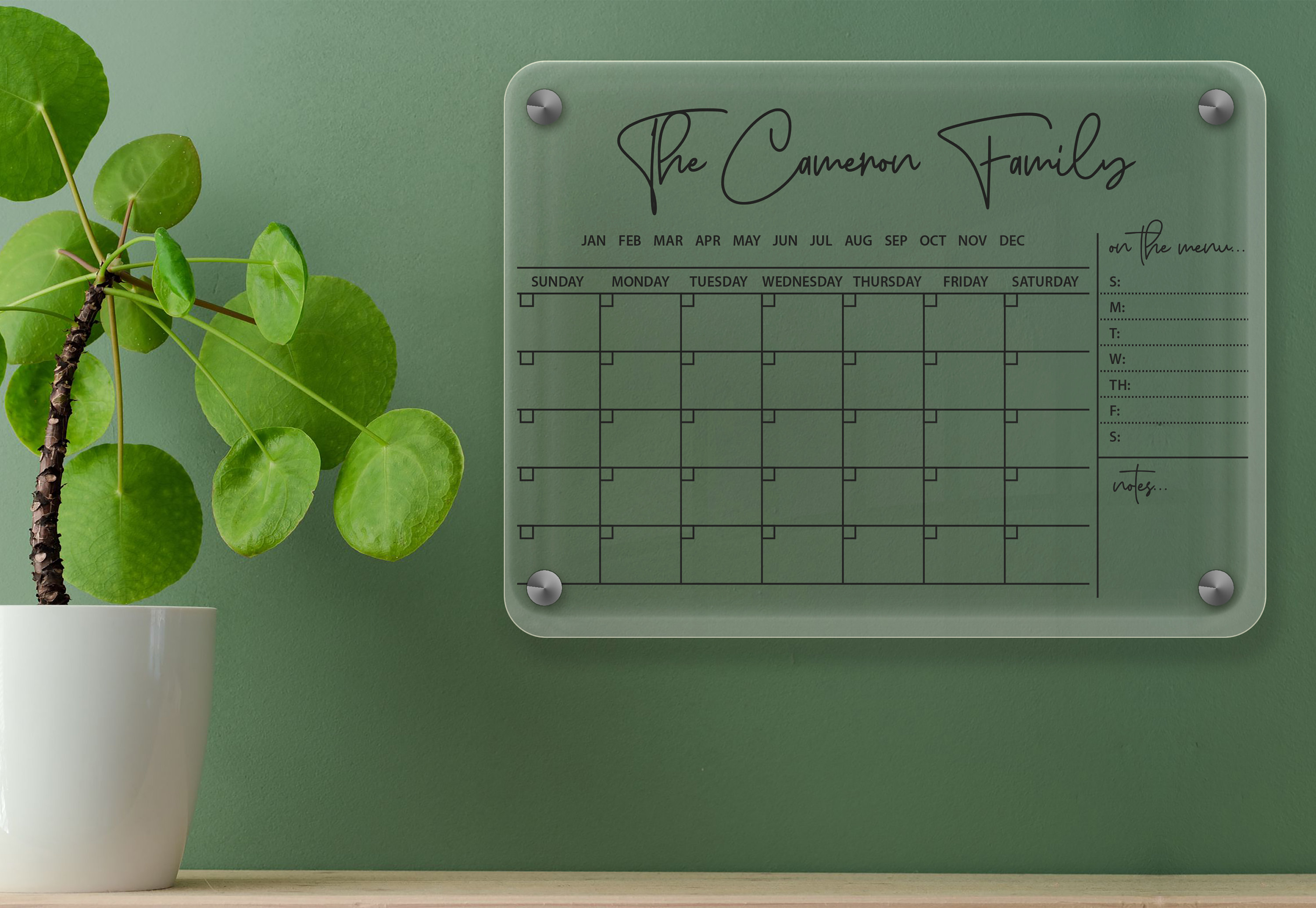 Personalized Acrylic Calendar 2023, Dry Erase Calendar for Wall