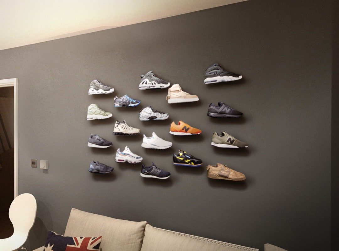 exhibition shoe display shelf wall mounted