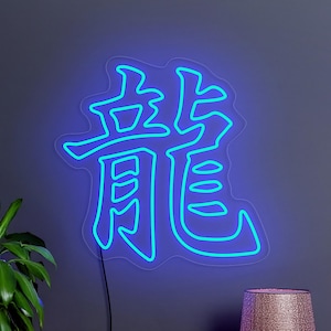 Letrero de neón con caracteres chinos, letrero LED con dragón chino, decoración de letreros de restaurantes chinos, decoración artística con caracteres chinos, decoración artística con dragón chino