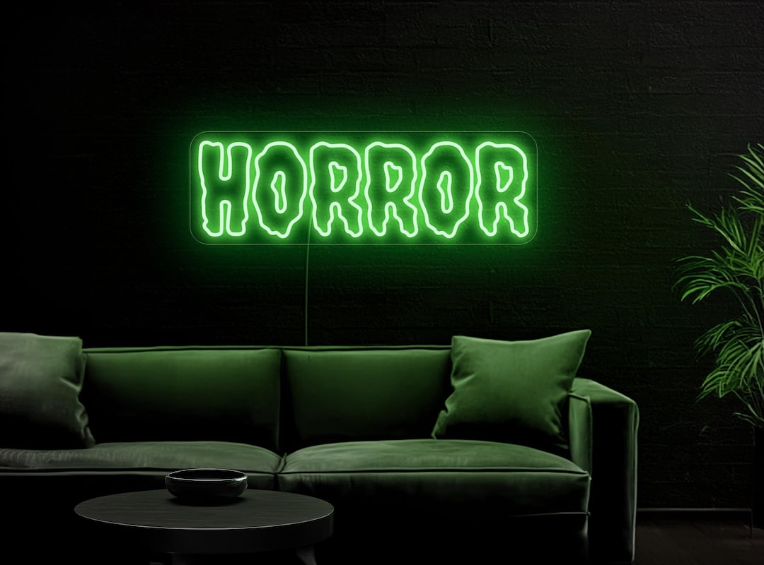 Horror Open Sign HORROR Neon Sign, Horror Movie Neon Sign, Gothic Neon Sign, Dark Neon ...