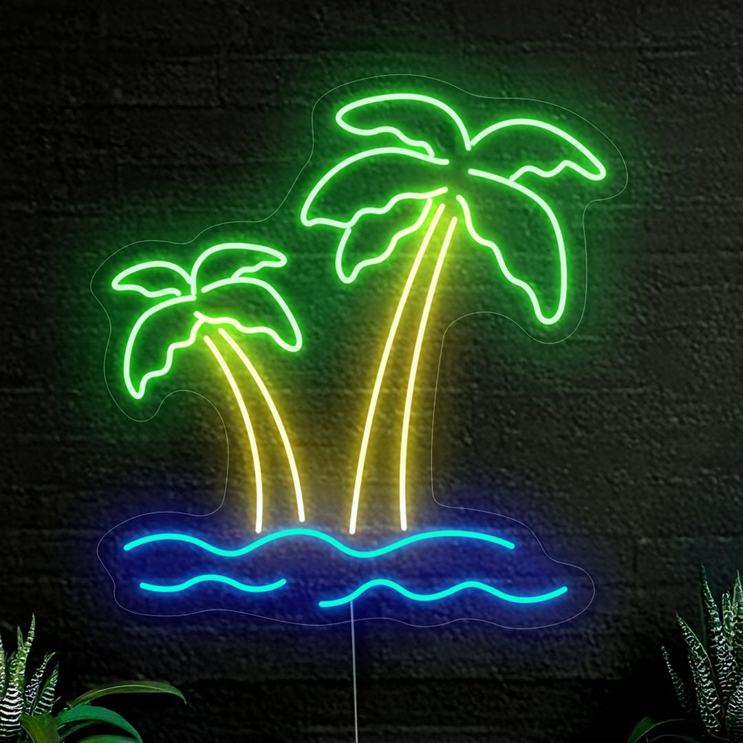 Palm Tree Neon Sign, Beach Neon Sign, Palm Leaf Neon Sign, Tropical ...
