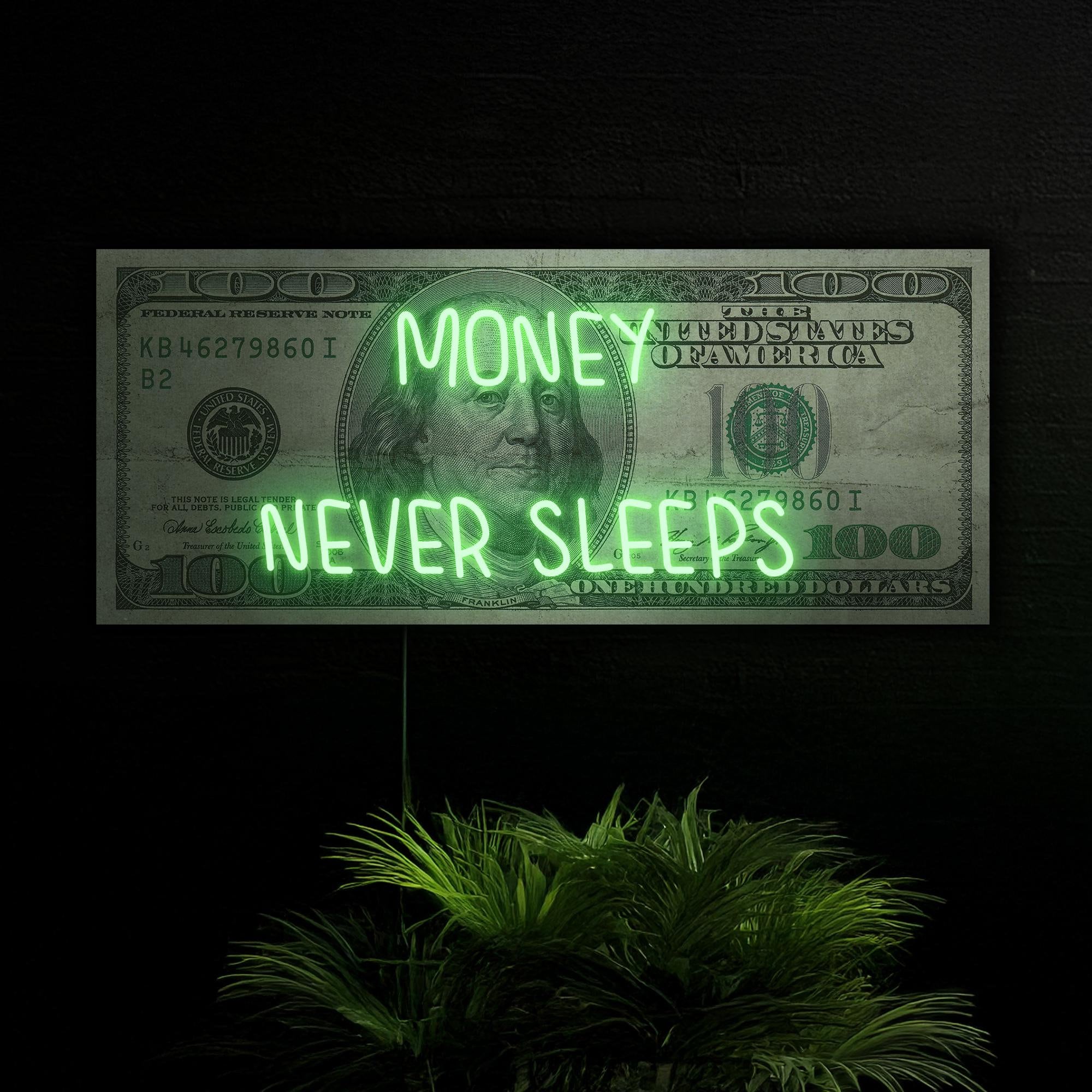 Money Never Sleeps Neon Sign, Dollar Neon Sign, Money Neon Sign, Dollar Pop  Art Artwork, Money Print Neon, Dollar Art Decor, Money Art Decor - Etsy