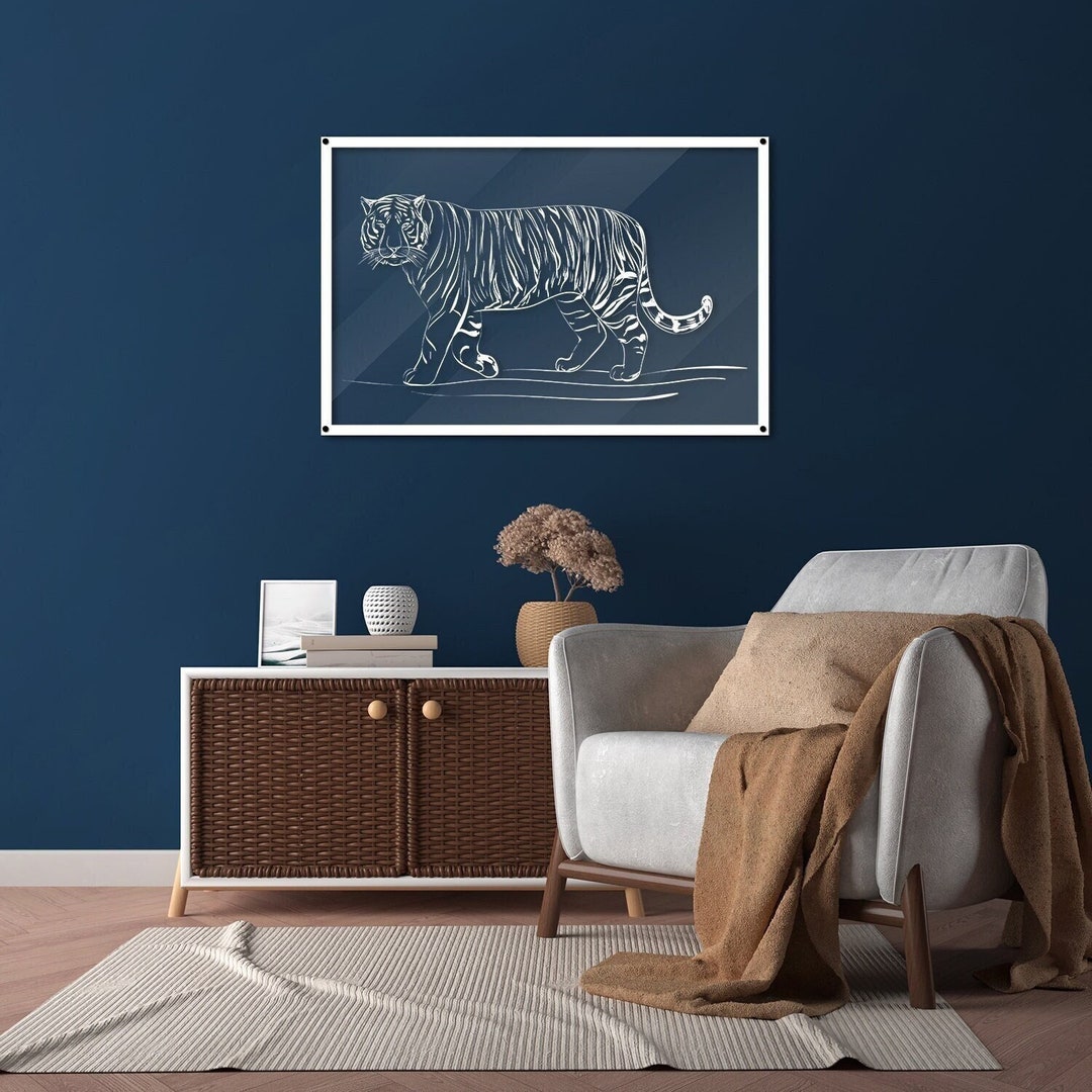 Tiger Line Art Big Cat Wall Art Tiger Wall Decor Animal Etsy