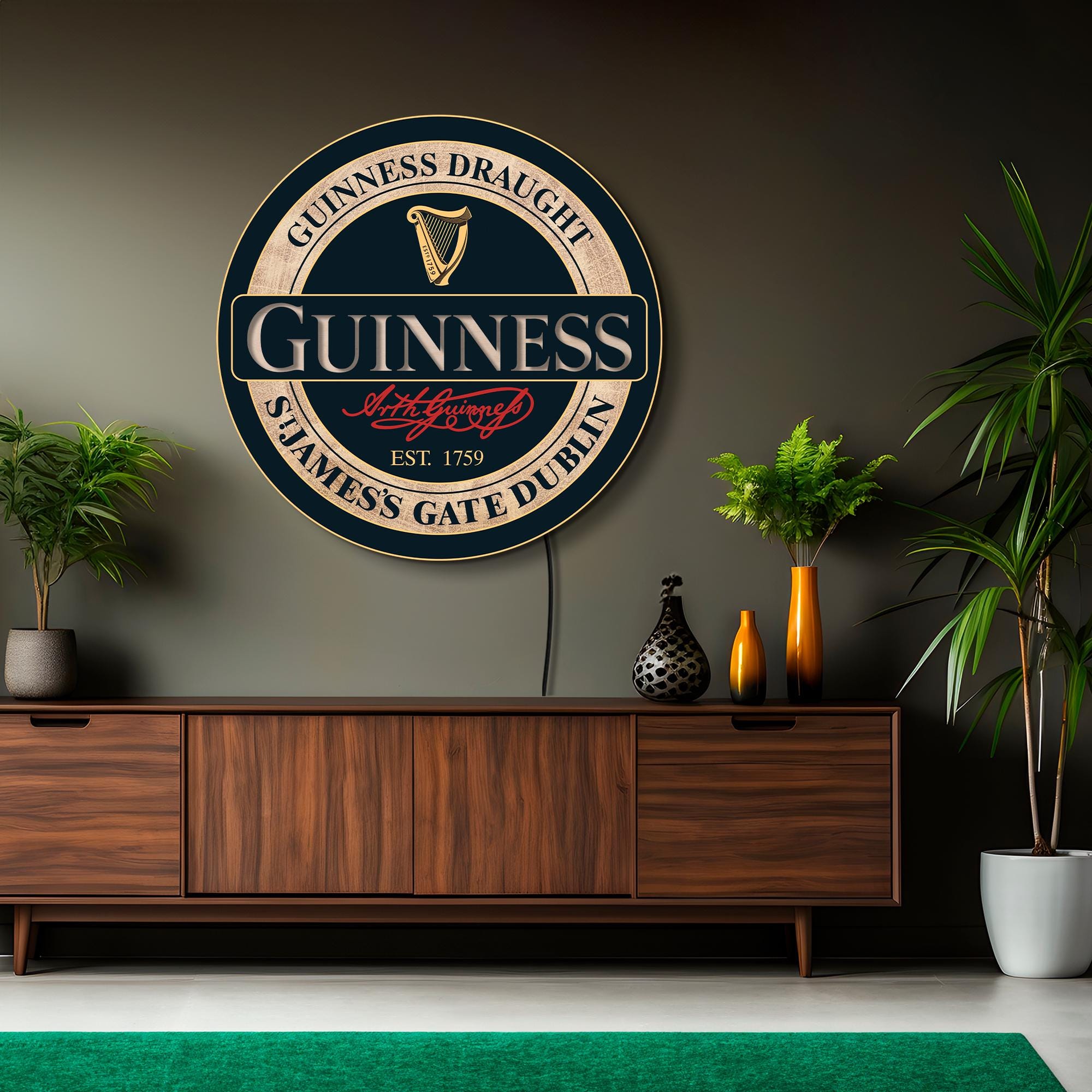 ギネスビールネオンサイン パネルサイン GUINNESS ギネスビール LED、ギネスネオンサイン、ギネスロゴ装飾、ギネス