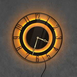 Wall clock led lighted, Wall clock with numbers, Large wall clock for living room, Minimalist wall clock, Industrial wall clock, Home gift
