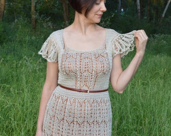 Dress Knitting pattern, Knit Dress PDF, Summer Dress. Beach dress PATTERN, sexy KNIT dress for beach wedding, lace knit dress pattern.