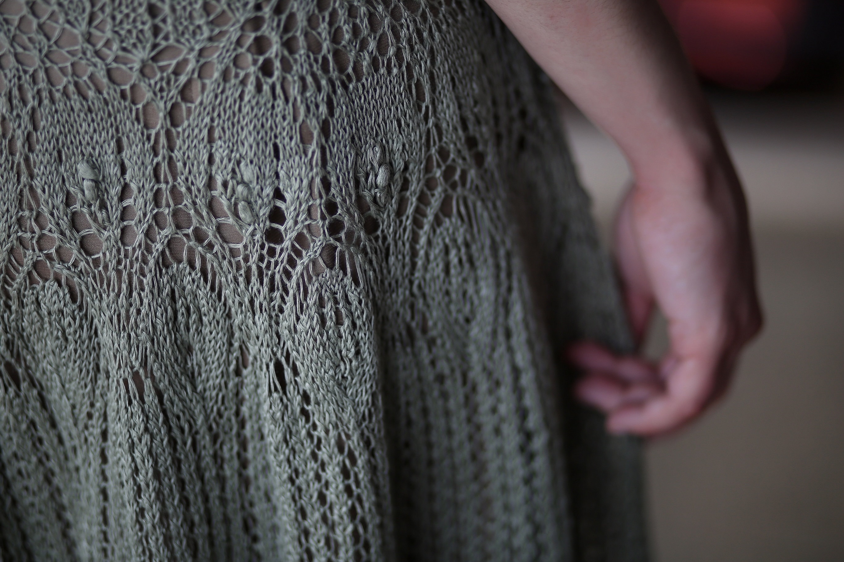 Jupe Longue Mi-mollet En Coton Et Dentelle - Marque Tricot Chic - Taille 40 - Excellent état Occasion