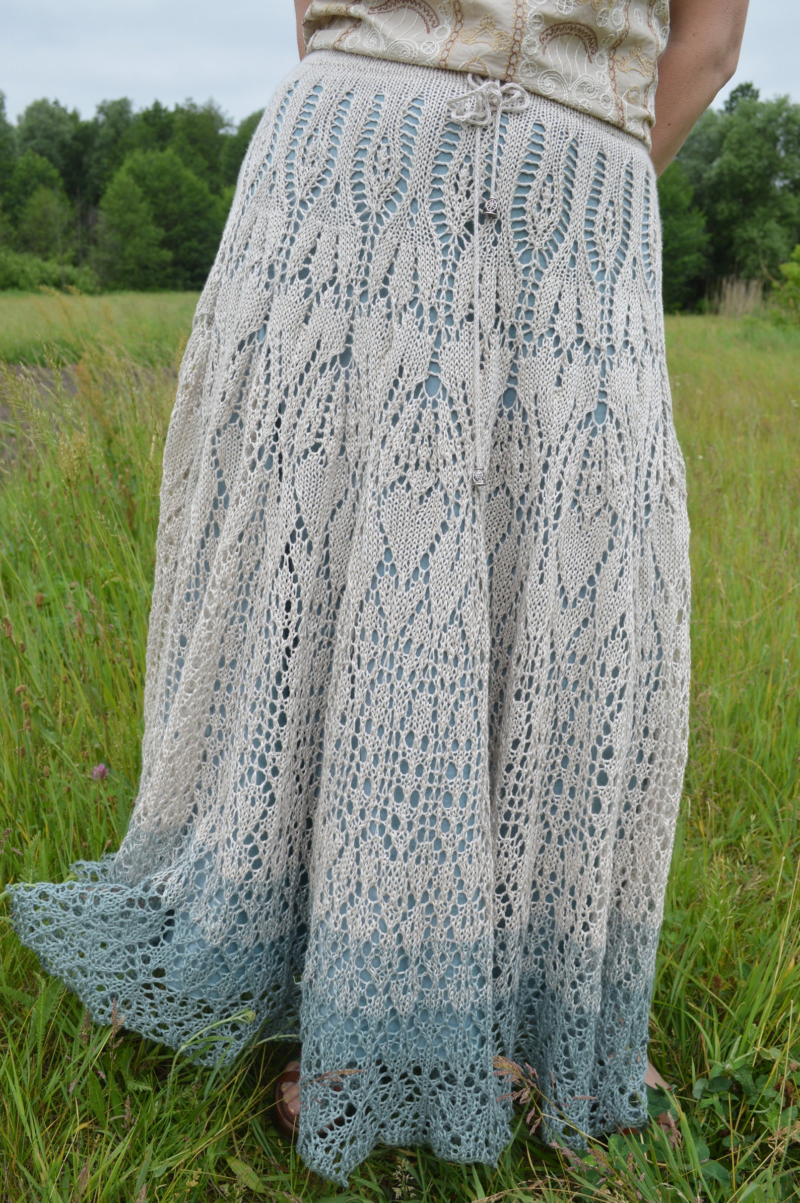 Lace Long Skirt Knitting/ Pattern Seameless & Topdown/ Easy Etsy