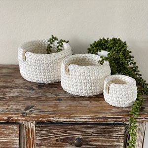 Cream White crochet baskets