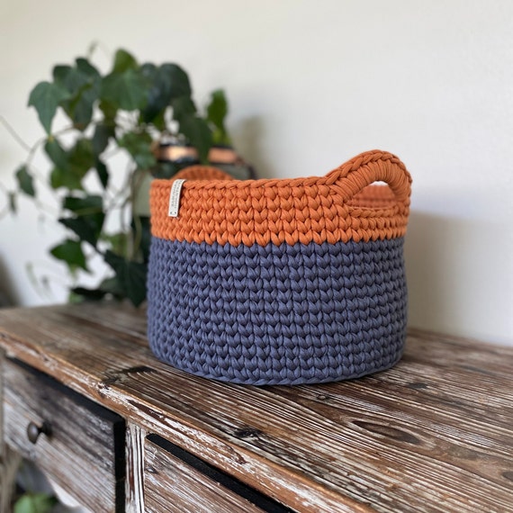 Grey & Paprika large crochet baskets