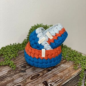 Bright Teal & Orange Marshmallow crochet baskets image 8