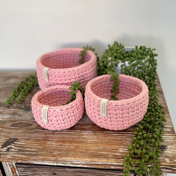 Blush Pink crochet baskets