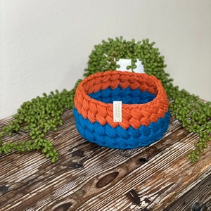 Bright Teal & Orange Marshmallow crochet baskets Large