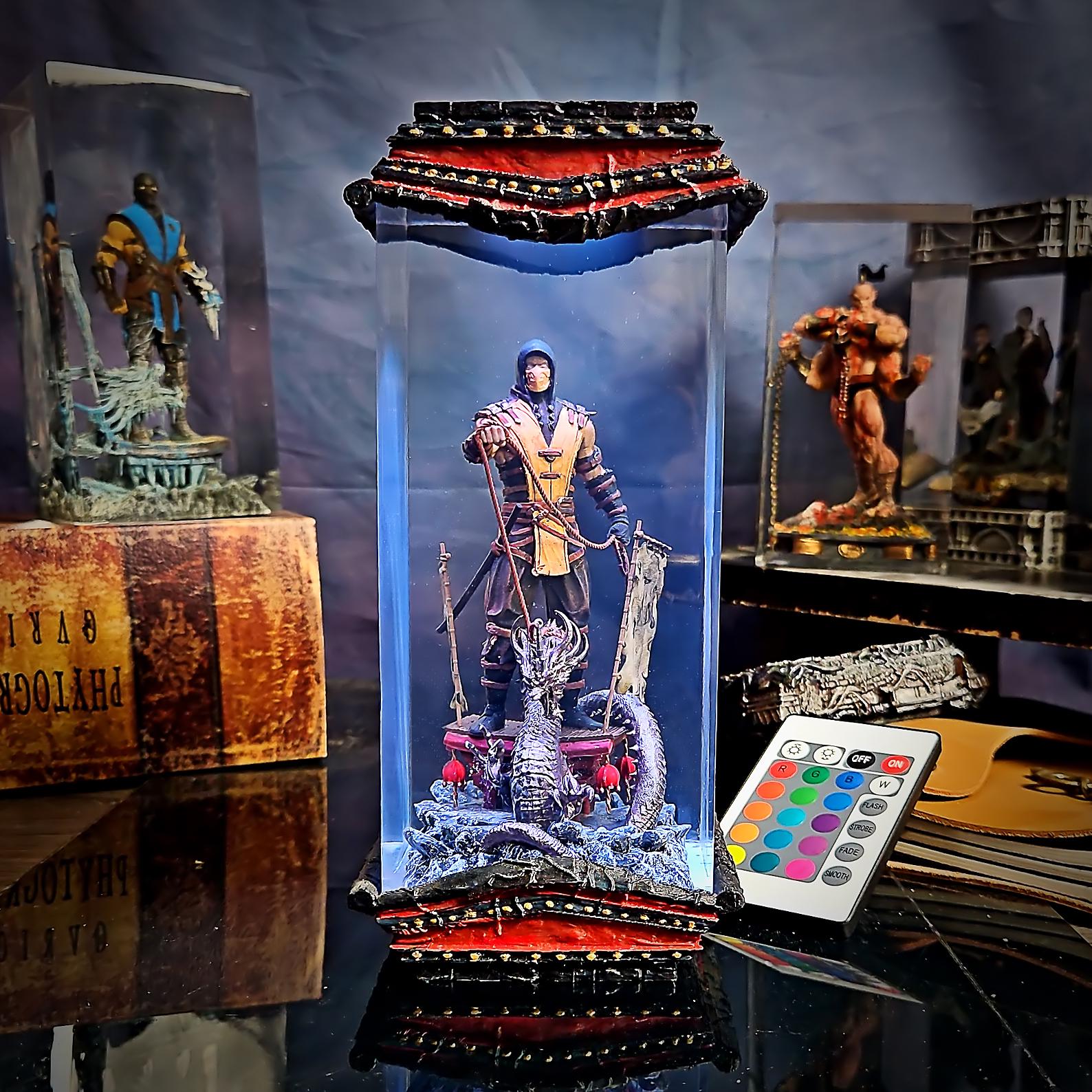 Mortal Kombat Scorpion game epoxy resin lamp, gift for kid, gift for him, christmas gift, night light, gift for gamer