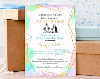 Baby Shower Invitation, Fold In The Cheese, Fill The Freezer Baby Shower, Stock The Freezer Shower, A Bebe Is On The Way