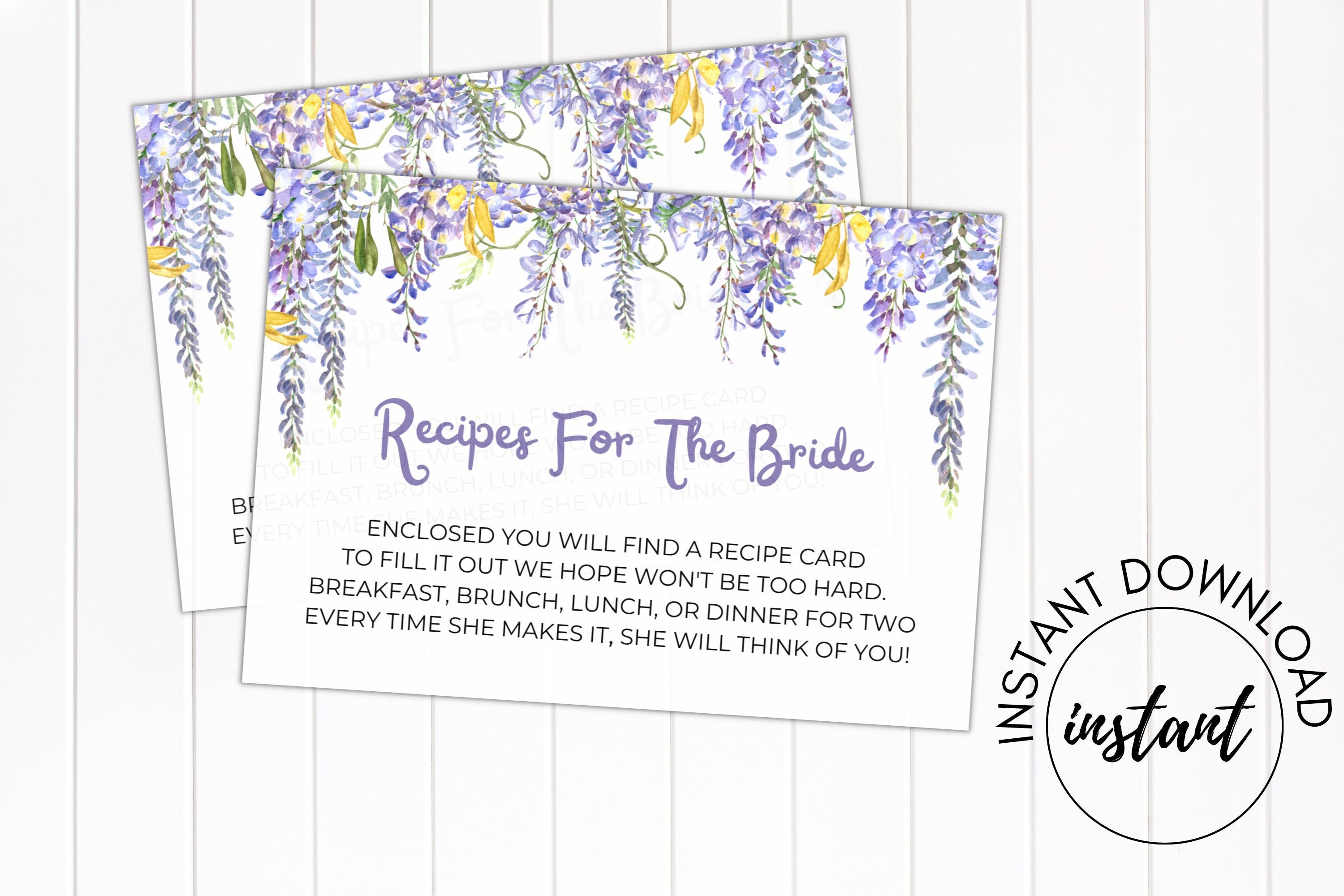 Recipes for the Bride, Recipe Card Request, Share A Recipe, Bridal