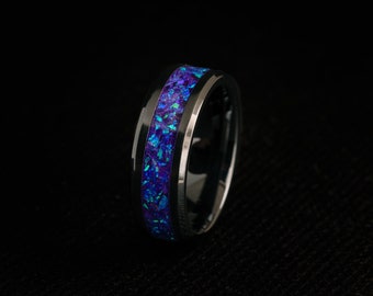 Handmade Lavender Galaxy Wedding Ring • Custom Opal Gemstone Jewelry • Gift for Him or Her