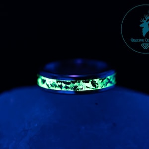 Handmade Emerald Green Opal Ring • UV Glow Inlay, Personalized Band