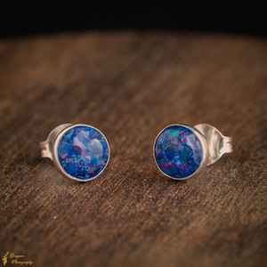 Sterling Silver Round Stud Earring Pair - Handmade Opal Jewellery - 5mm Sterling Silver Earrings - Christmas Gift for Him or Her