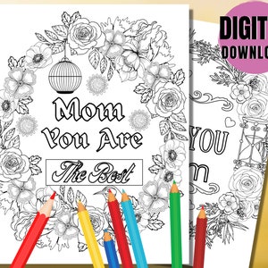 Mother's Day Coloring Pages for Adults, Teens and Kids. Great Gifts for Mothers and Mother's Day ...