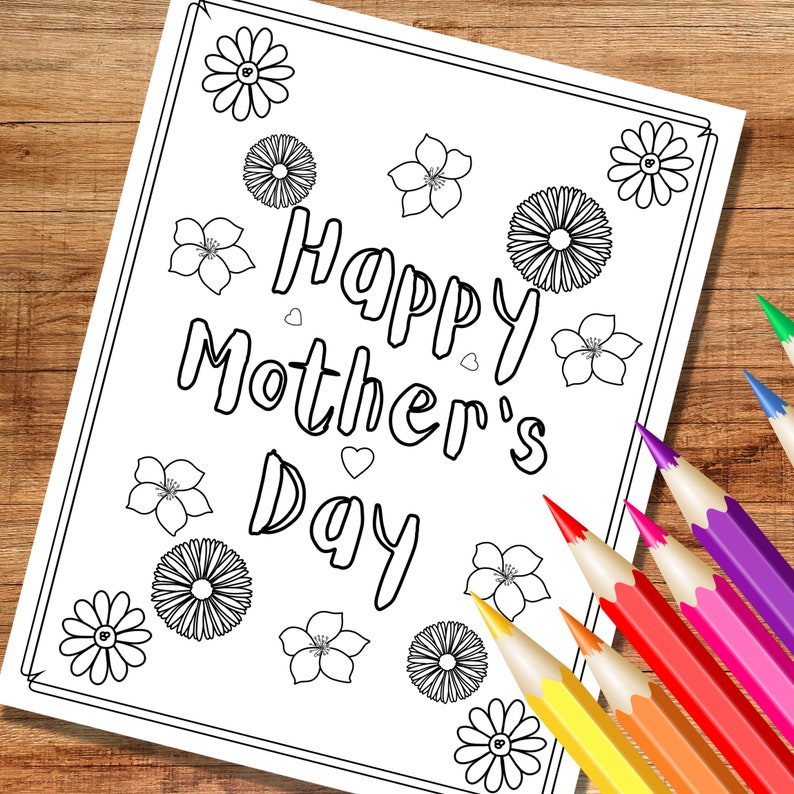 Mother's Day Coloring Pages For Kids, Printable Coloring Pages, Mother's Day Party Activety, Printable Mother's Day Cards image 2