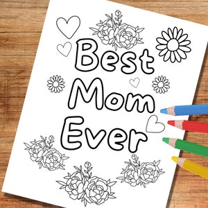 Mother's Day Coloring Pages For Kids, Printable Coloring Pages, Mother's Day Party Activety, Printable Mother's Day Cards image 3