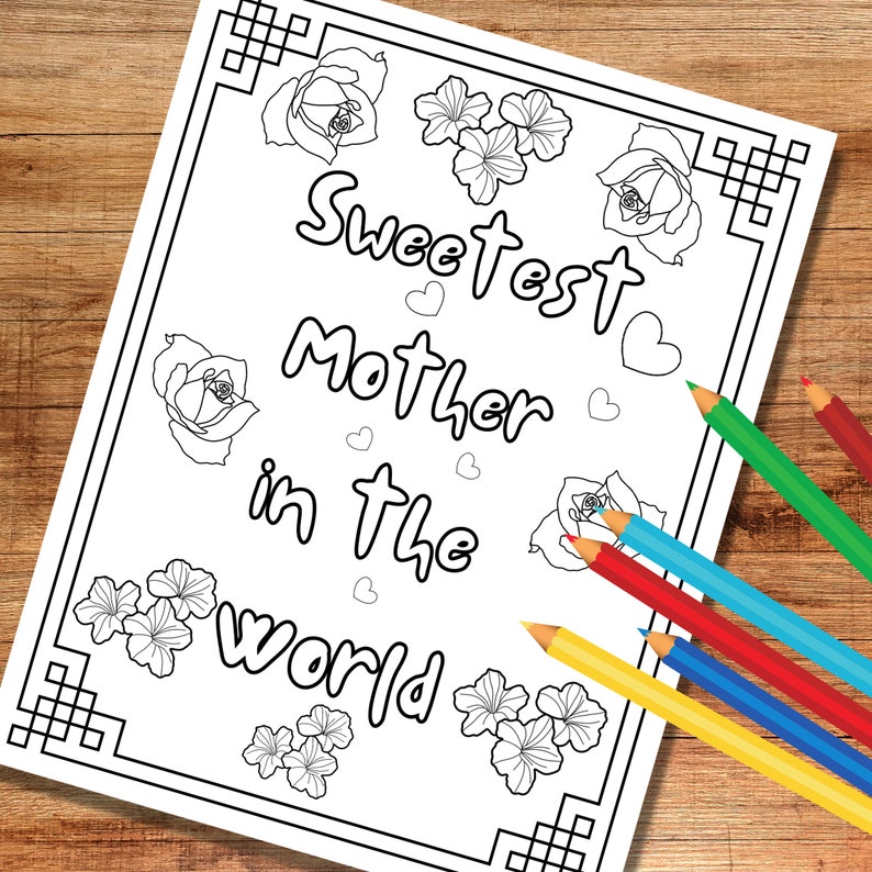 Mother's Day Coloring Pages For Kids, Printable Coloring Pages, Mother's Day Party Activety, Printable Mother's Day Cards image 6