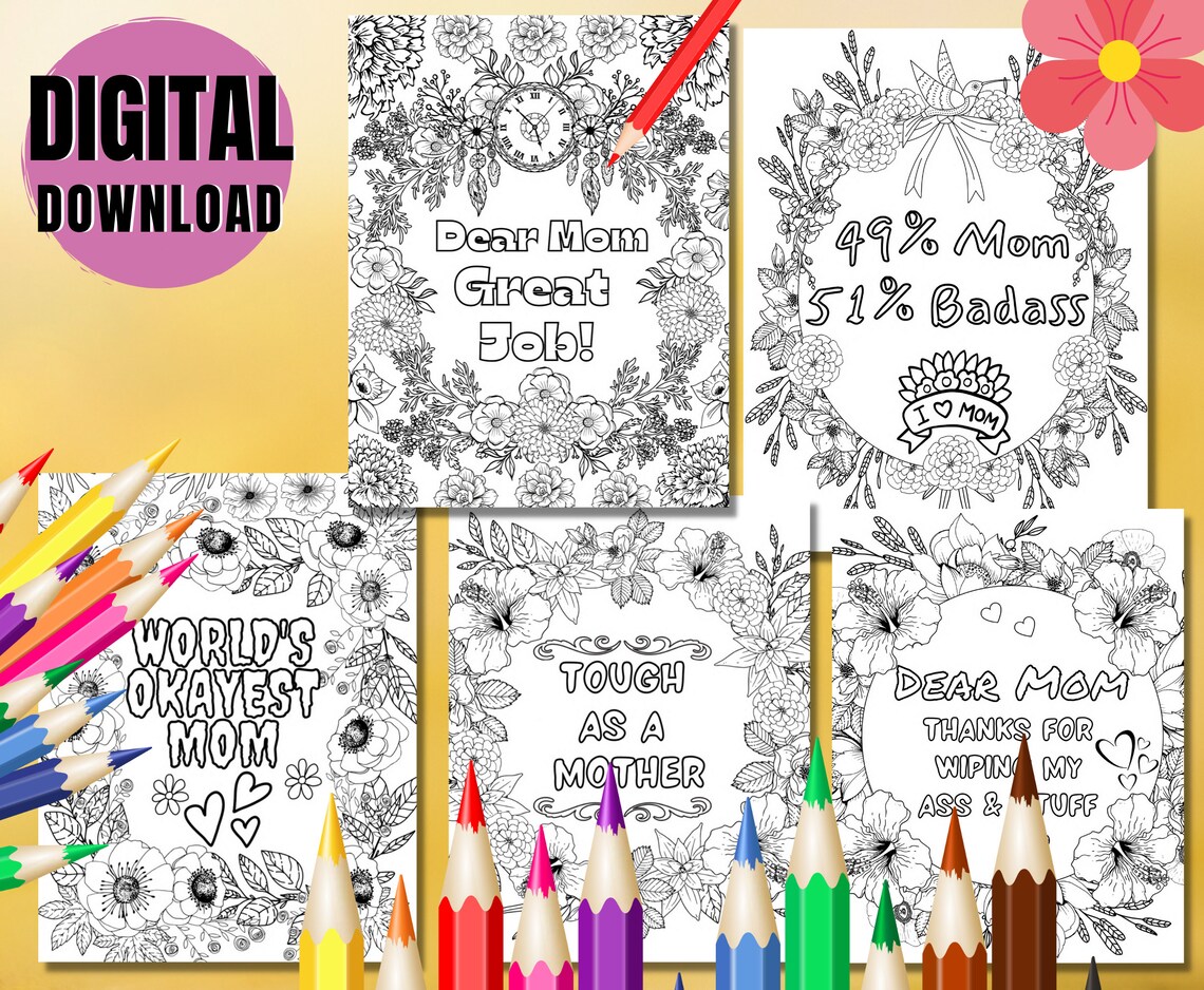 Funny Mother's Day Printable Coloring Pages, World Okayest Mom Coloring ...