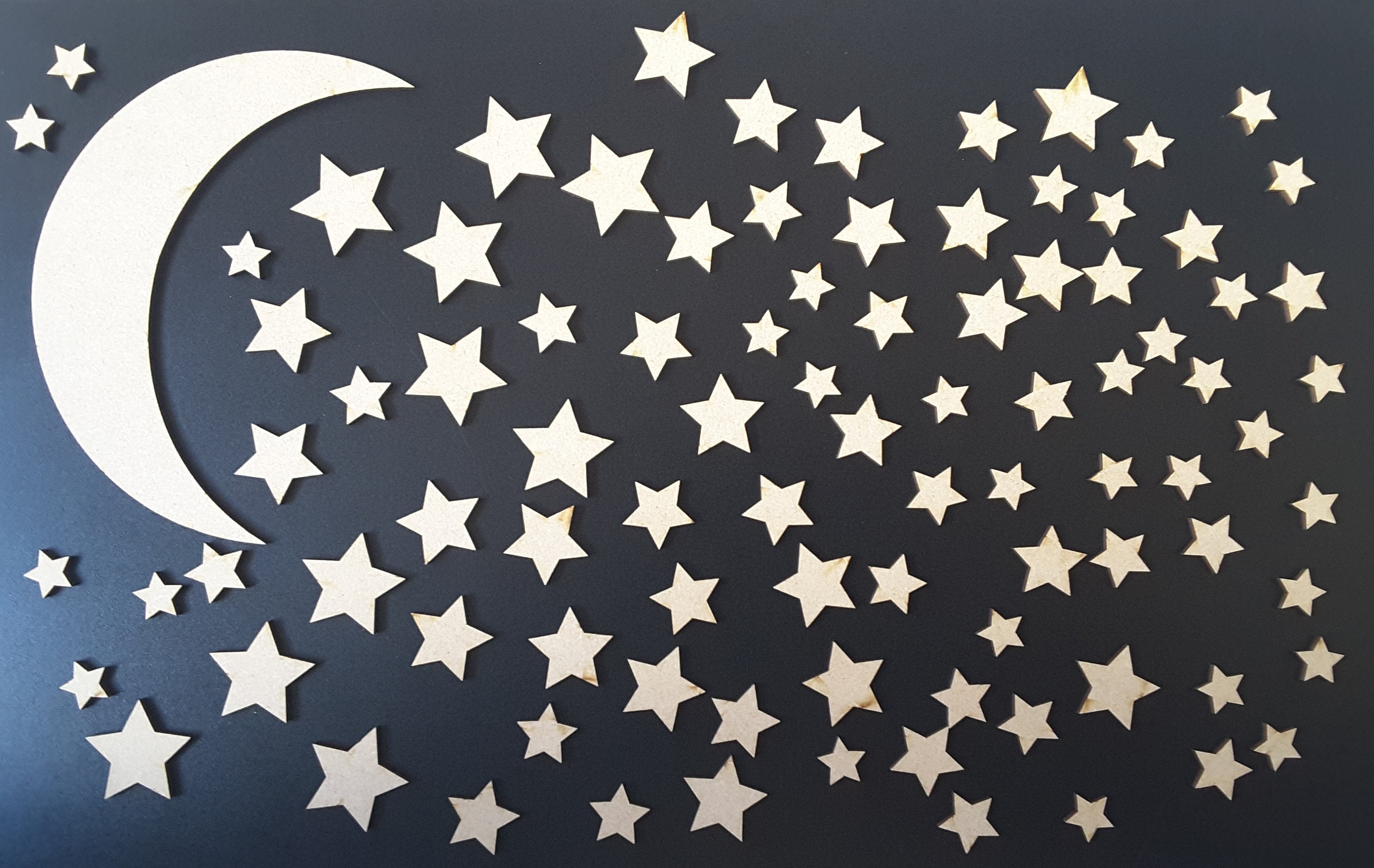 Moon and stars Handmade wooden wall art children's Etsy