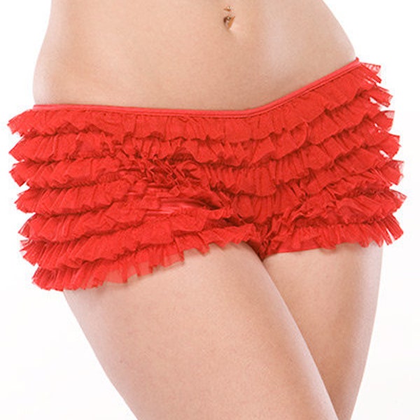 Ruffle Shorts W/BACK Bow Red O/S