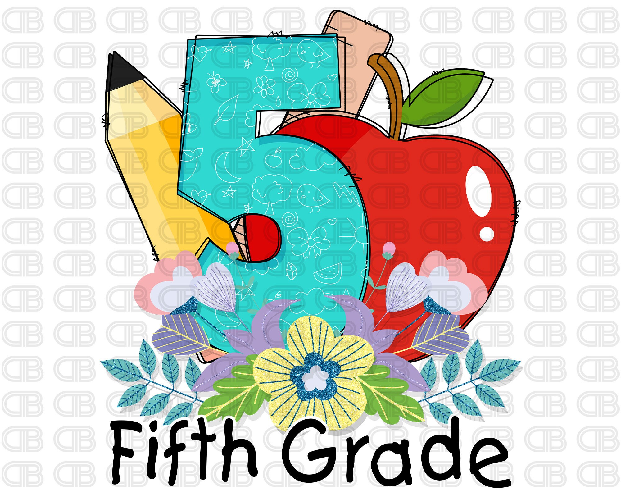 Fünfte Klasse png 5. Klasse png Apple png Bleistift png Etsy