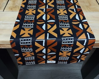 Handmade African Print "Mudcloth" Bogolan Inspired Print Table Runner Made from 100% African Print Fabric