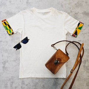 Africa Print Detailed T-Shirt | Bogolan Print Detail and Pocket