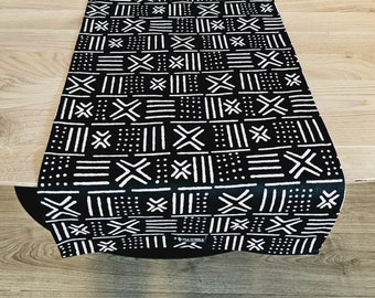 Set of 2 Table Runners | Mudcloth Bogolan Design | 100% African Print Cotton