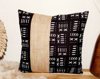 16" African Print, Mudcloth Boho Cushion Cover 100% Cotton Wax Ankara Fabric