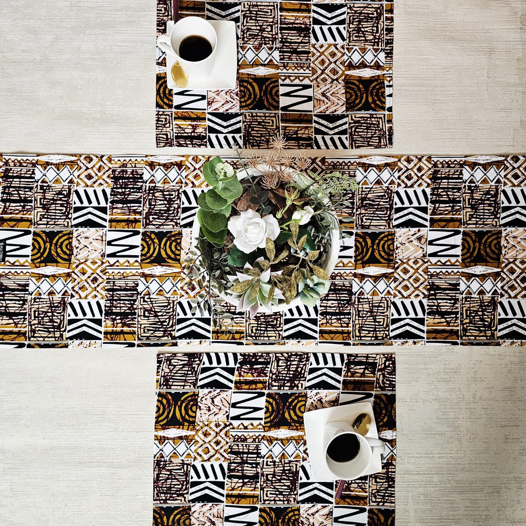 Handmade Table Runner and Set of 4 | Ethnic African Print 100% Cotton ...