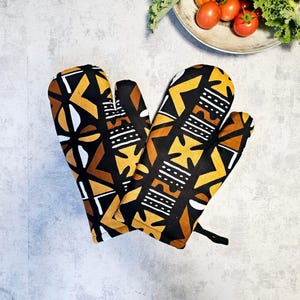Handmade &quot;Mudcloth&quot; Bogolan Print Inspired African Print Oven Glove