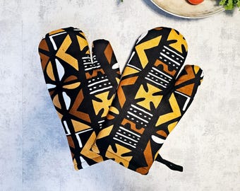 Handmade &quot;Mudcloth&quot; Bogolan Print Inspired African Print Oven Glove