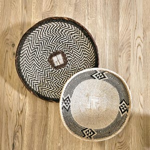 Large Set of 2 | 40cm + 35cm | Handmade African Wall Baskets | Zimbabwe Baskets | Boho Wall Decor | Binga Wall Baskets