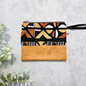 Astuccio con cerniera con stampa africana / Borsa per il trucco / Astuccio per matite / Dettagli in pelle vegana