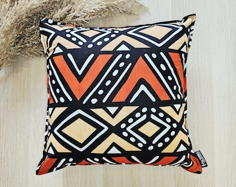 Set of 2 | 4 African Print | 45x45cm | Mudcloth Boho Cushion Cover 100% Cotton Wax Ankara Fabric