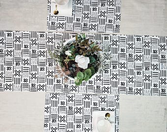 Handmade Table Runner and Set of 4 | 8 Placemats | Ethnic African Print 100% Cotton Fabric